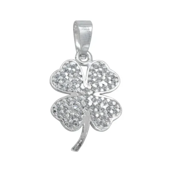 Dije Plata 925 Trébol Corazón con Zirconia Transparente - Imagen 1