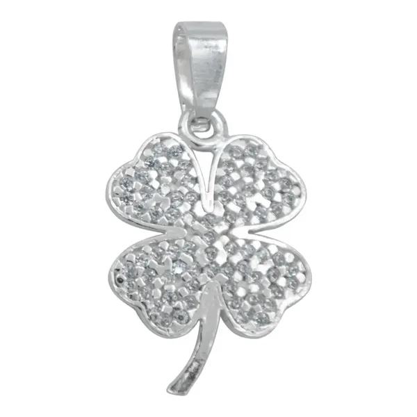 Dije Plata 925 Trébol Corazón con Zirconia Transparente - Imagen 1