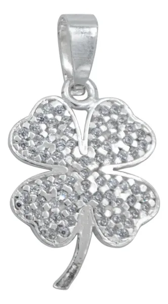 Dije Plata 925 Trébol Corazón con Zirconia Transparente - Imagen 1