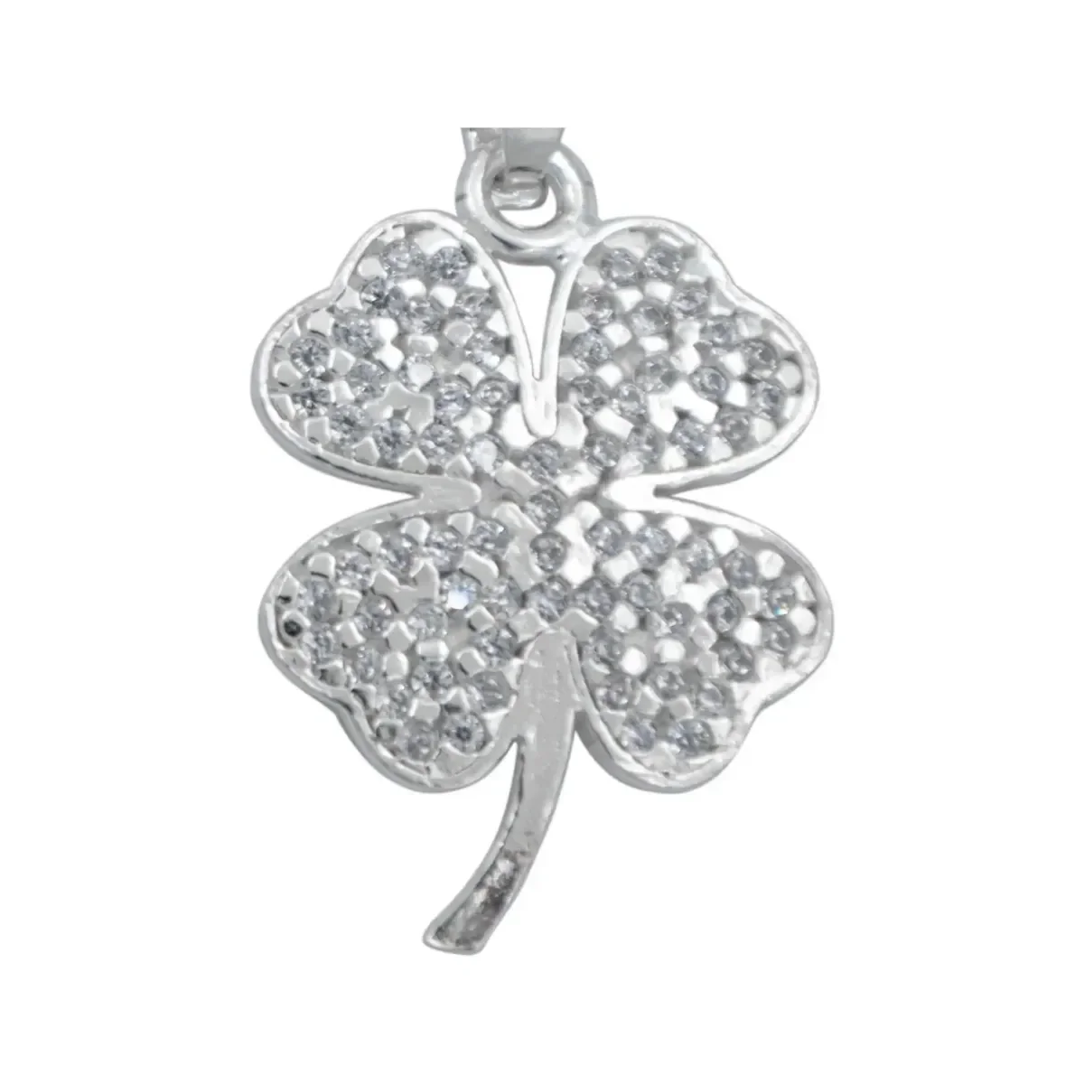 Dije Plata 925 Trébol Corazón con Zirconia Transparente - Imagen 2
