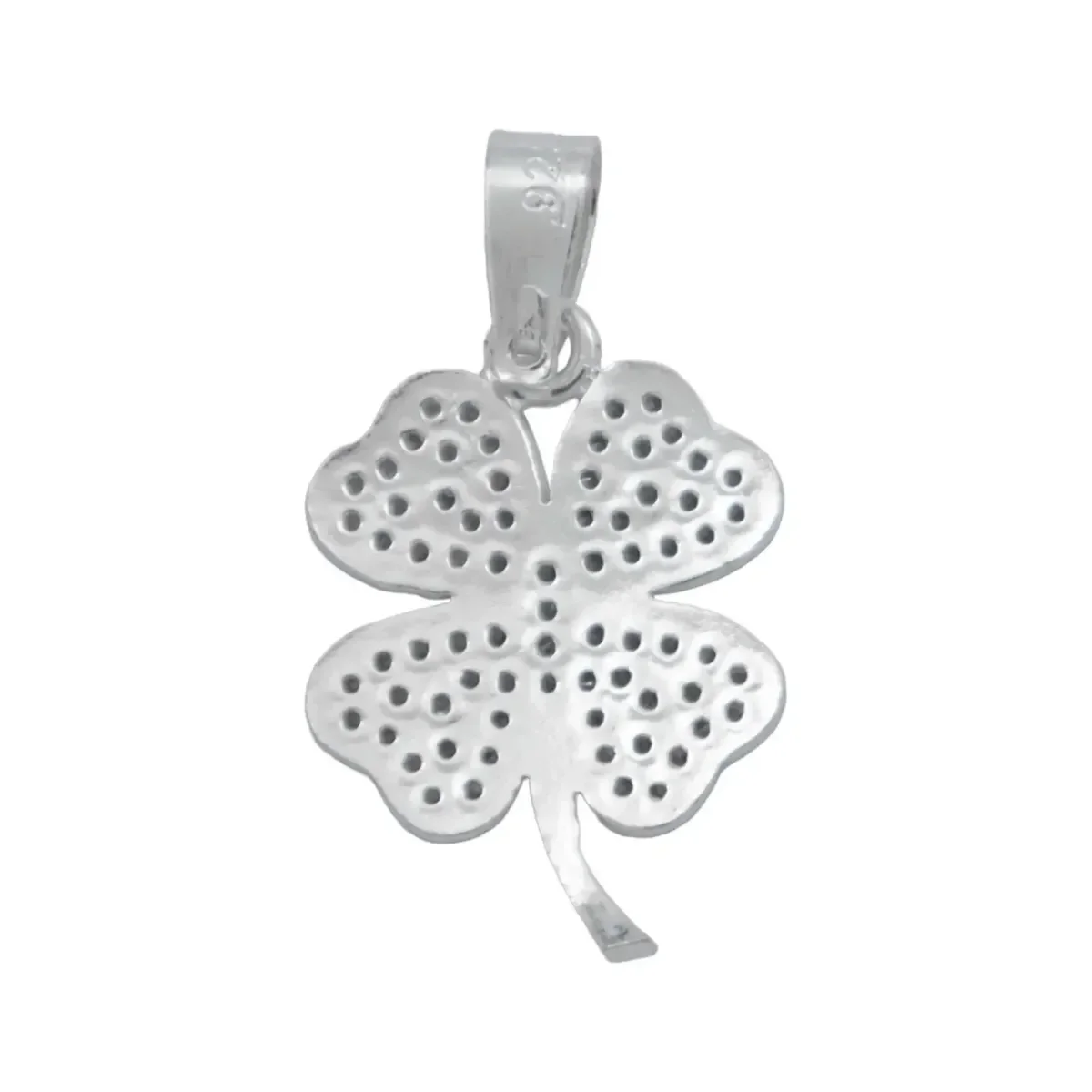 Dije Plata 925 Trébol Corazón con Zirconia Transparente - Imagen 3