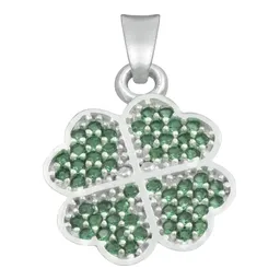 Dije Plata 925 Trébol Cuatro Hojas con Zirconias Verdes - Imagen 1