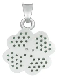 Dije Plata 925 Trébol Cuatro Hojas con Zirconias Verdes - Imagen 2