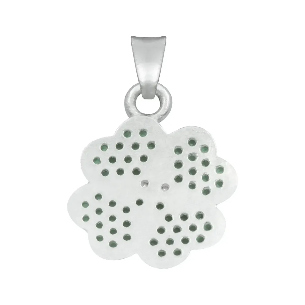 Dije Plata 925 Trébol Cuatro Hojas con Zirconias Verdes - Imagen 2