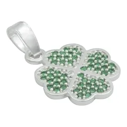 Dije Plata 925 Trébol Cuatro Hojas con Zirconias Verdes - Imagen 3