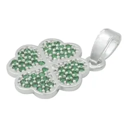 Dije Plata 925 Trébol Cuatro Hojas con Zirconias Verdes - Imagen 4