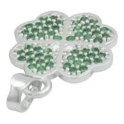 Dije Plata 925 Trébol Cuatro Hojas con Zirconias Verdes - Imagen 5
