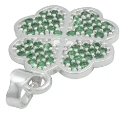 Dije Plata 925 Trébol Cuatro Hojas con Zirconias Verdes - Imagen 5
