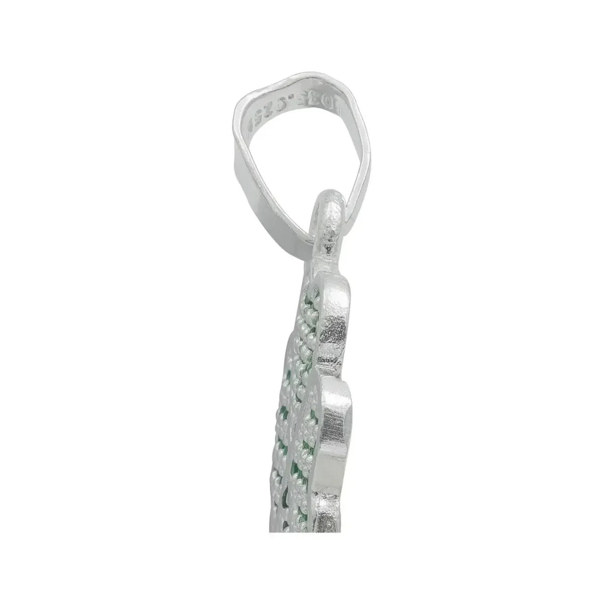 Dije Plata 925 Trébol Cuatro Hojas con Zirconias Verdes - Imagen 6