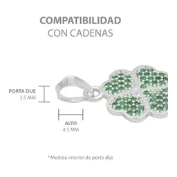 Dije Plata 925 Trébol Cuatro Hojas con Zirconias Verdes - Imagen 7