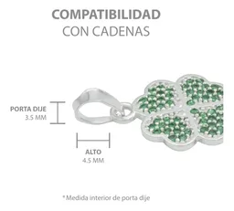 Dije Plata 925 Trébol Cuatro Hojas con Zirconias Verdes - Imagen 7