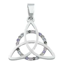 Dije Plata 925 Triqueta Celta Círculo Zirconia Multicolor - Imagen 1