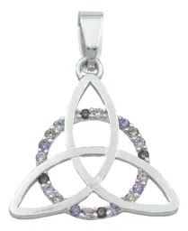 Dije Plata 925 Triqueta Celta Círculo Zirconia Multicolor - Imagen 1