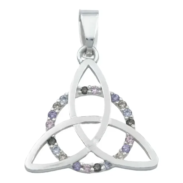 Dije Plata 925 Triqueta Celta Círculo Zirconia Multicolor - Imagen 1
