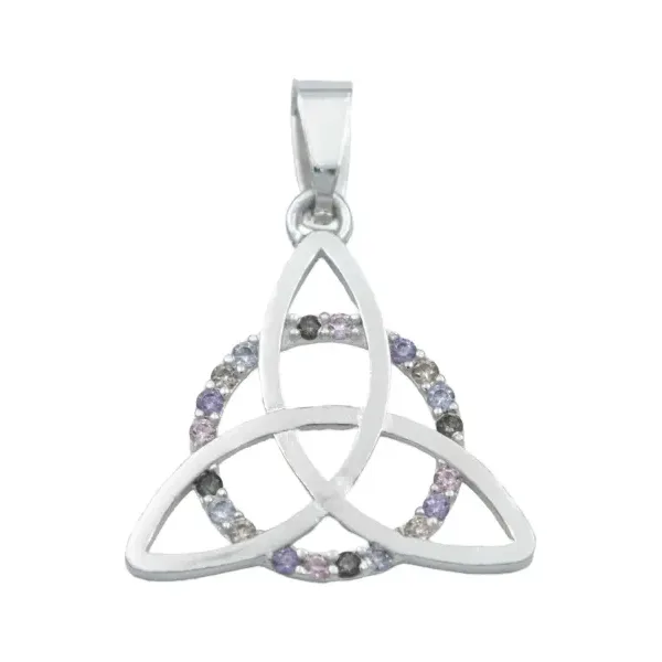 Dije Plata 925 Triqueta Celta Círculo Zirconia Multicolor - Imagen 1