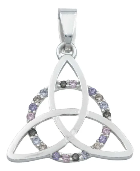 Dije Plata 925 Triqueta Celta Círculo Zirconia Multicolor - Imagen 1