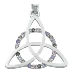 Dije Plata 925 Triqueta Celta Círculo Zirconia Multicolor - Imagen 2