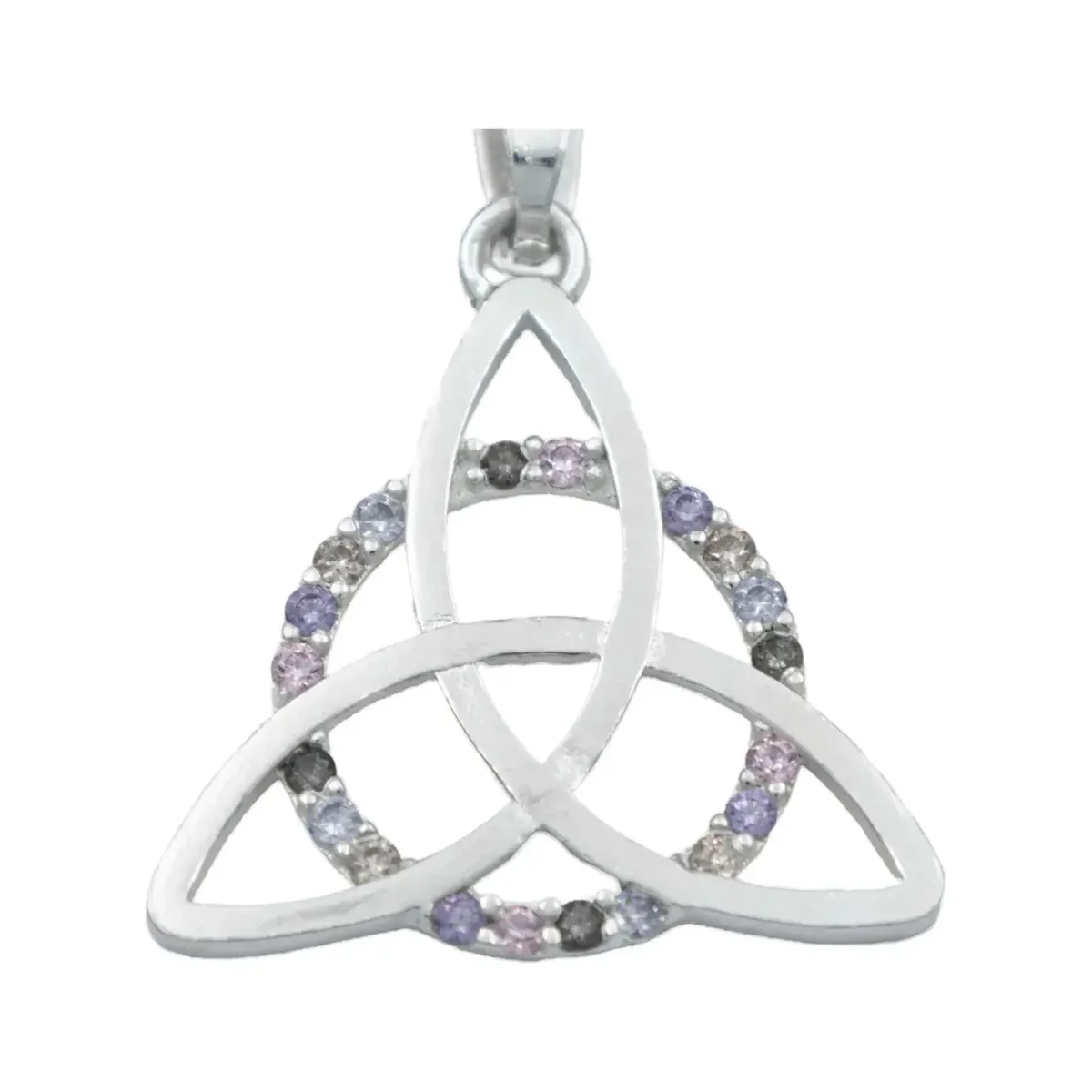 Dije Plata 925 Triqueta Celta Círculo Zirconia Multicolor - Imagen 2