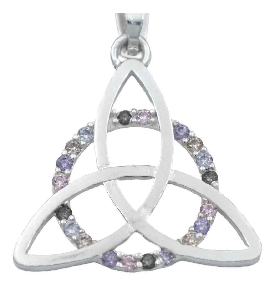Dije Plata 925 Triqueta Celta Círculo Zirconia Multicolor - Imagen 1