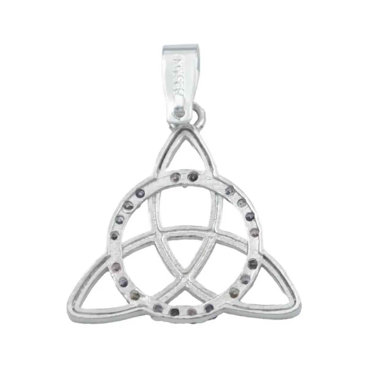 Dije Plata 925 Triqueta Celta Círculo Zirconia Multicolor - Imagen 3