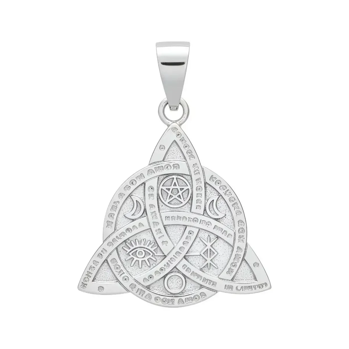 Dije de plata .925 triqueta celta, diseño artesanal unisex. Colgante de plata mexicana brillante, símbolo de protección celta