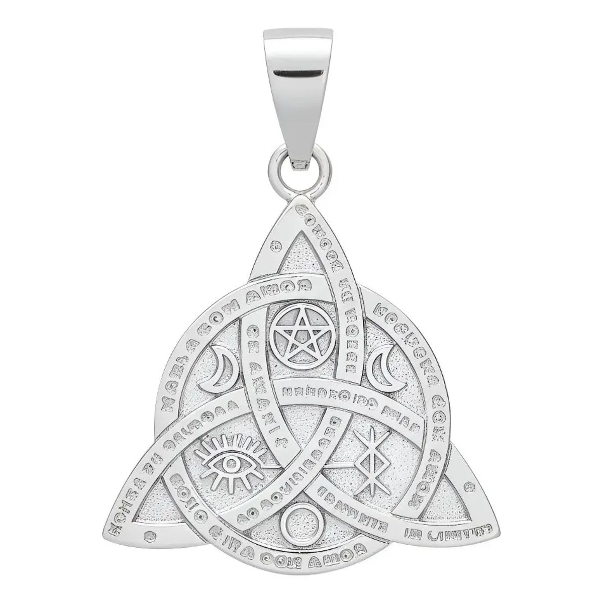 Dije Triqueta Celta Plata .925 certificada, diseño artesanal unisex. Colgante de plata mexicana brillante, símbolo de protecc