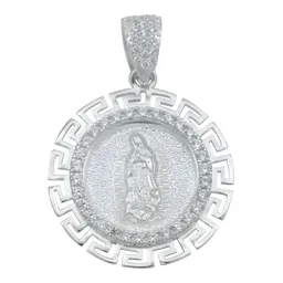 Dije Plata 925 Virgen de Guadalupe Grecas Diamantado con Zirconia - Imagen 1