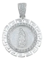 Dije Plata 925 Virgen de Guadalupe Grecas Diamantado con Zirconia - Imagen 1