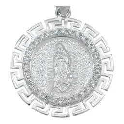 Dije Plata 925 Virgen de Guadalupe Grecas Diamantado con Zirconia - Imagen 2
