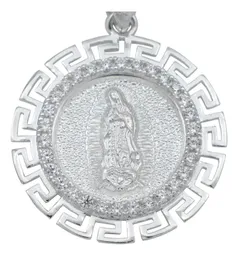 Dije Plata 925 Virgen de Guadalupe Grecas Diamantado con Zirconia - Imagen 2