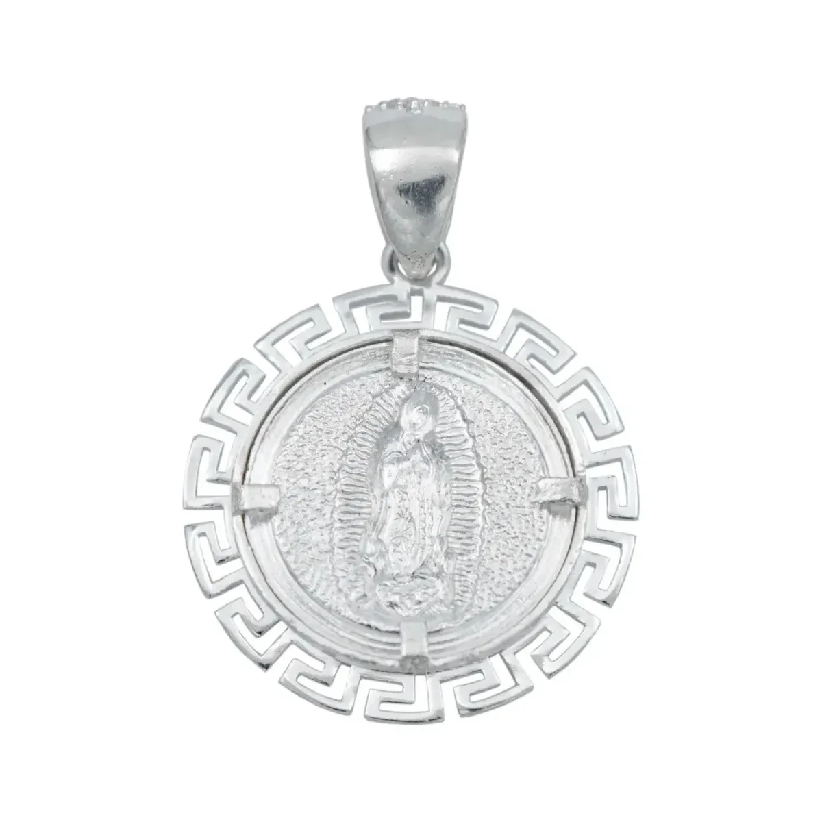 Dije Plata 925 Virgen de Guadalupe Grecas Diamantado con Zirconia - Imagen 3