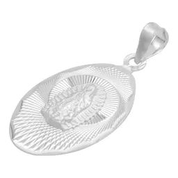 Dije Plata .925 Virgen de Guadalupe Ovalado Diamantado - Imagen 3