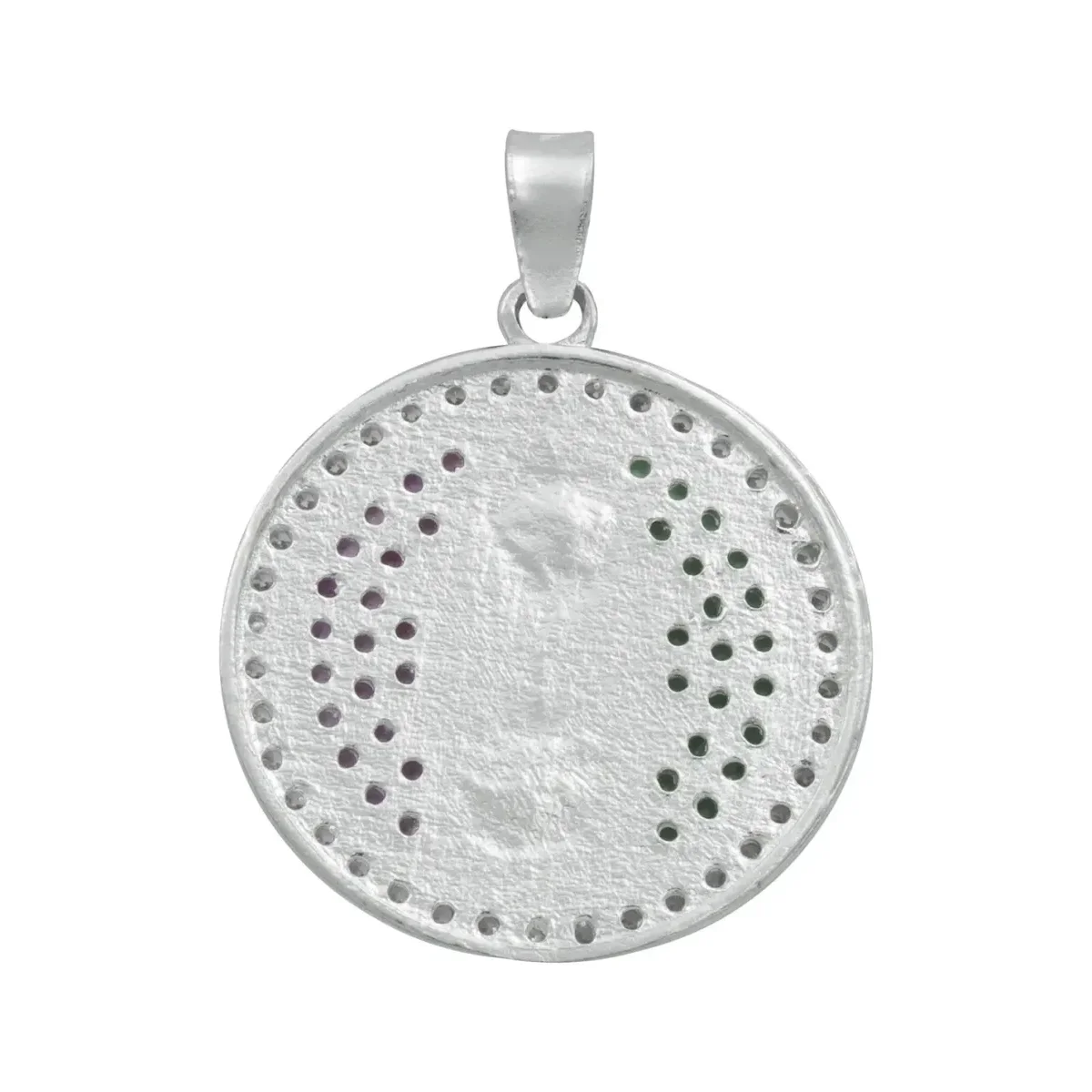 Dije Plata 925 Virgen de Guadalupe Tricolor con Zirconia - Imagen 2