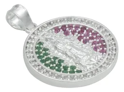 Dije Plata 925 Virgen de Guadalupe Tricolor con Zirconia - Imagen 3
