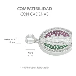 Dije Plata 925 Virgen de Guadalupe Tricolor con Zirconia - Imagen 5