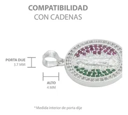 Dije Plata 925 Virgen de Guadalupe Tricolor con Zirconia - Imagen 5