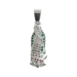 Dije Plata 925 Virgen de Guadalupe Zirconia Verde para Cadena - Imagen 1