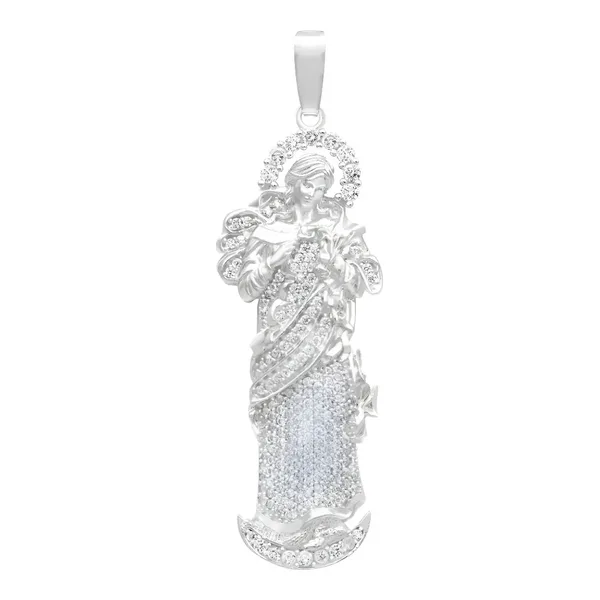Dije Plata 925 Virgen Desatanudos Detallado Zirconia - Imagen 1