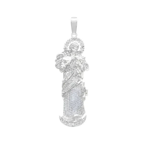 Dije Plata 925 Virgen Desatanudos Detallado Zirconia - Imagen 1