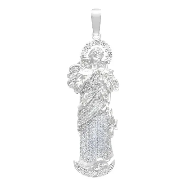 Dije Plata 925 Virgen Desatanudos Detallado Zirconia - Imagen 1