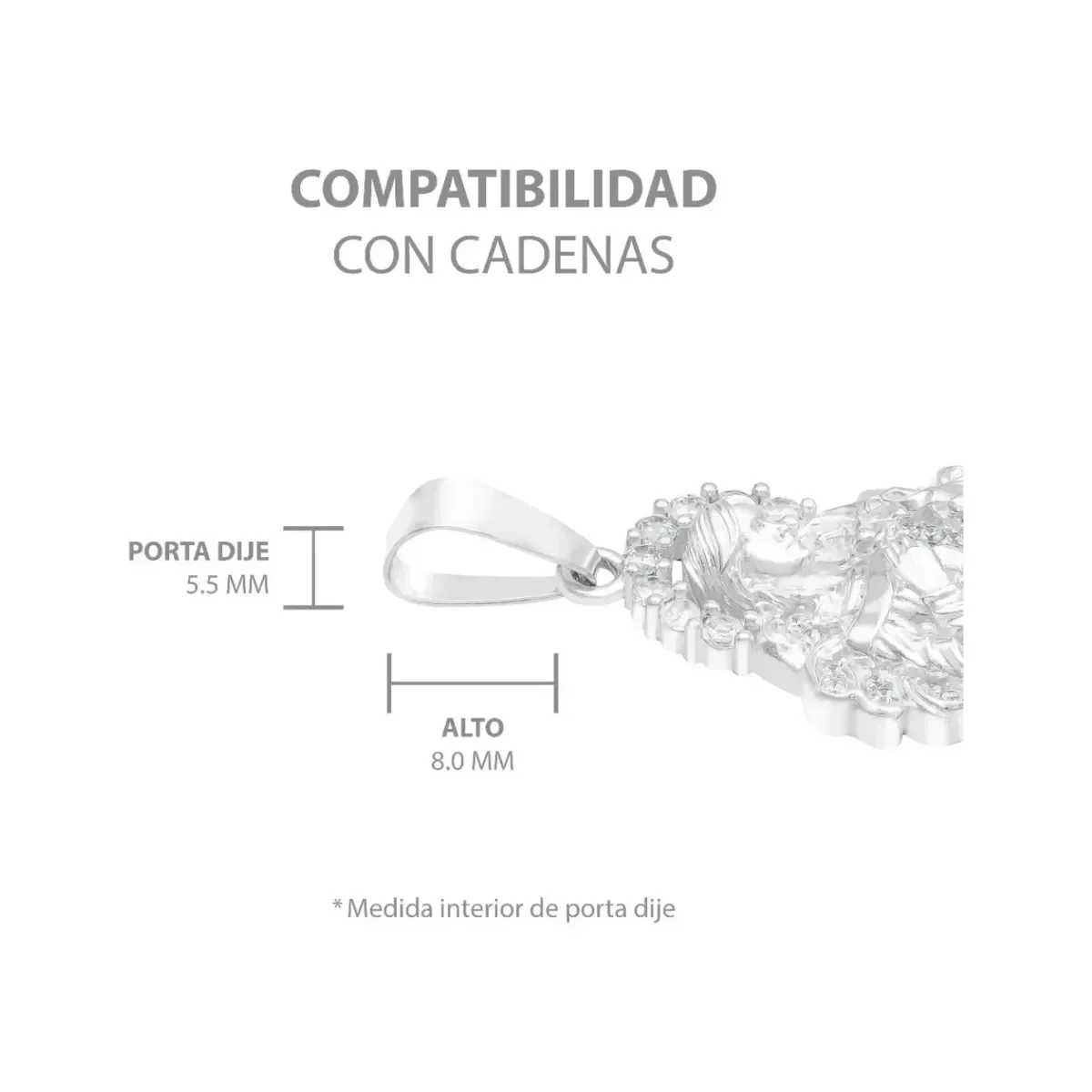 Dije Plata 925 Virgen Desatanudos Detallado Zirconia - Imagen 8