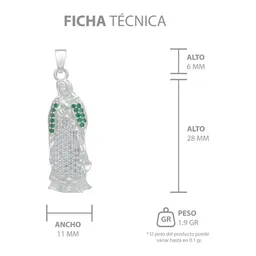 Dije Plata 925 Virgen Guadalupe con Zirconia Brillante - Imagen 7