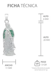 Dije Plata 925 Virgen Guadalupe con Zirconia Brillante - Imagen 7