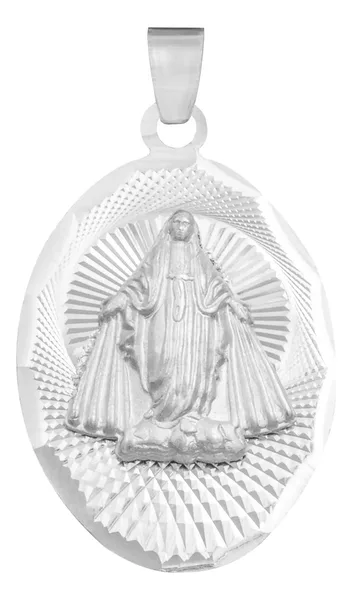 Dije Plata 925 Virgen Milagrosa Ovalado Diamantado - Imagen 1