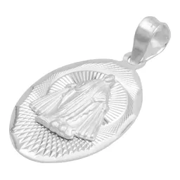 Dije Plata 925 Virgen Milagrosa Ovalado Diamantado - Imagen 3