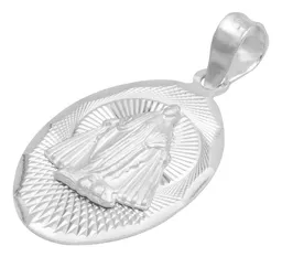 Dije Plata 925 Virgen Milagrosa Ovalado Diamantado - Imagen 3