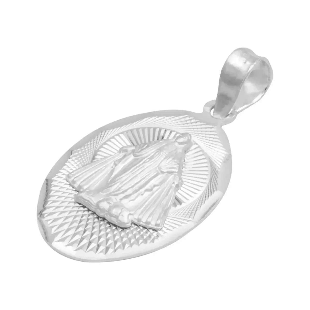 Dije Plata 925 Virgen Milagrosa Ovalado Diamantado - Imagen 3