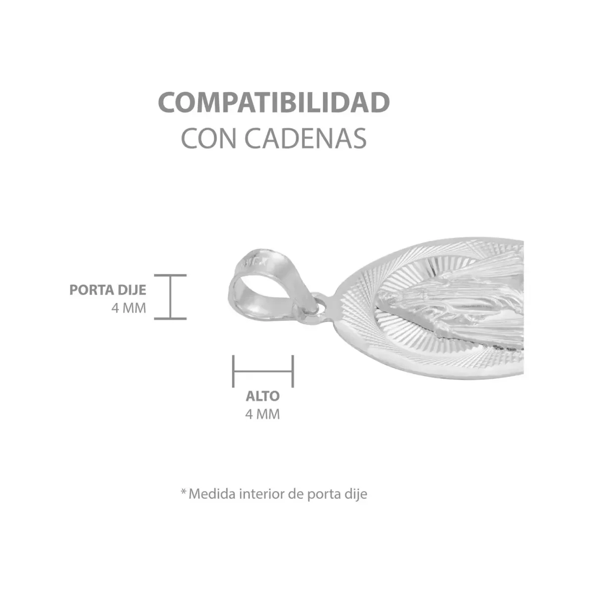 Dije Plata 925 Virgen Milagrosa Ovalado Diamantado - Imagen 6