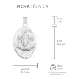 Dije Plata 925 Virgen Milagrosa Ovalado Diamantado - Imagen 7
