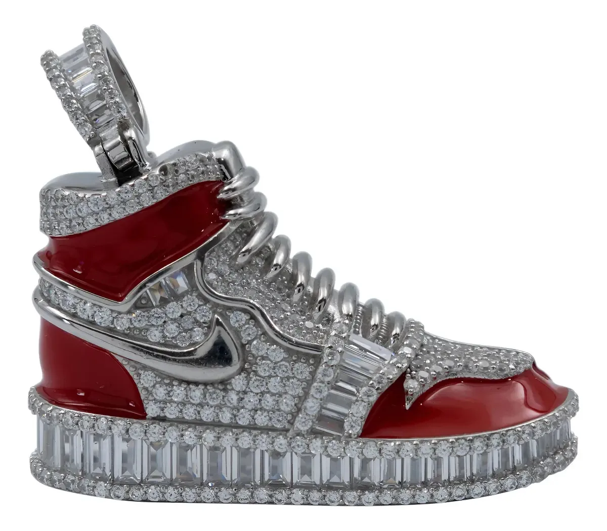 Dije plata esterlina 925 tenis italiano unisex con zirconia roja brillante. Joyería minimalista, dijes deportivos.